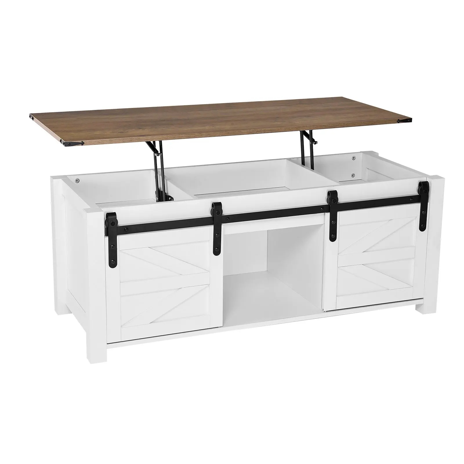 

Журнальный столик в стиле фермерского дома с подъемной столешницей, 47,2 дюйма, деревенский стиль, с дверцей-распашной и скрытым отсеком для хранения, современный прямоугольный дизайн