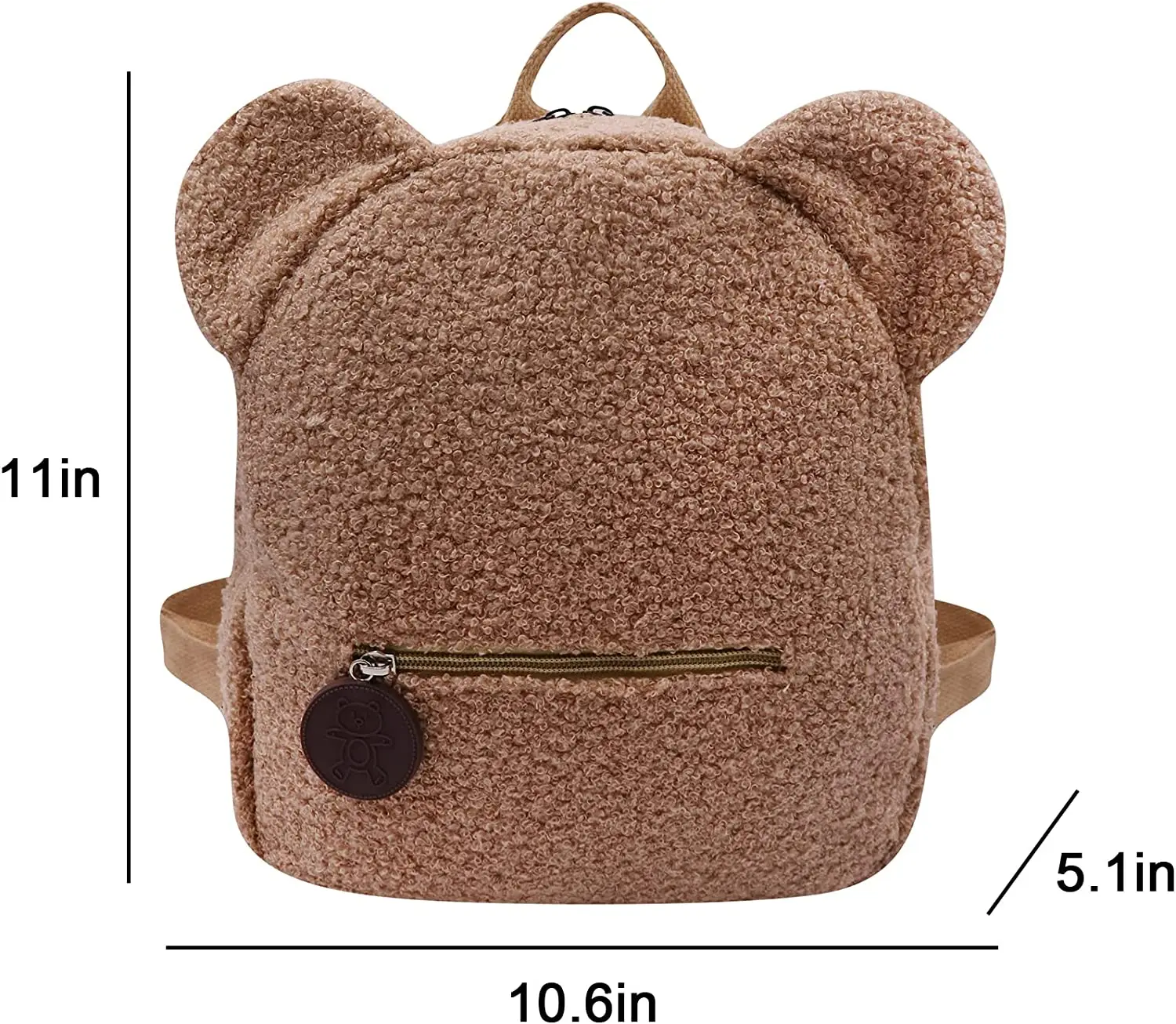 Mochila personalizada con forma de oreja de oso de lana bordada con nombre, bolso de hombro pequeño de felpa, bolso escolar, mochila de viaje