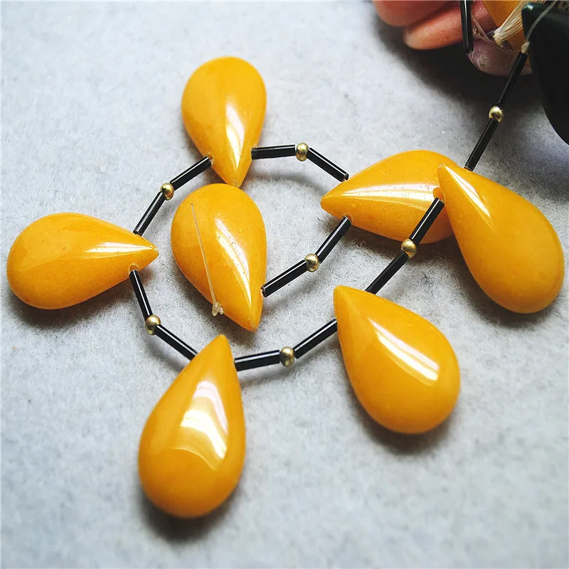 8PCS 29X18MM New Natural Jade Stone String Tear Drops For Women Necklace Making Top Fashion