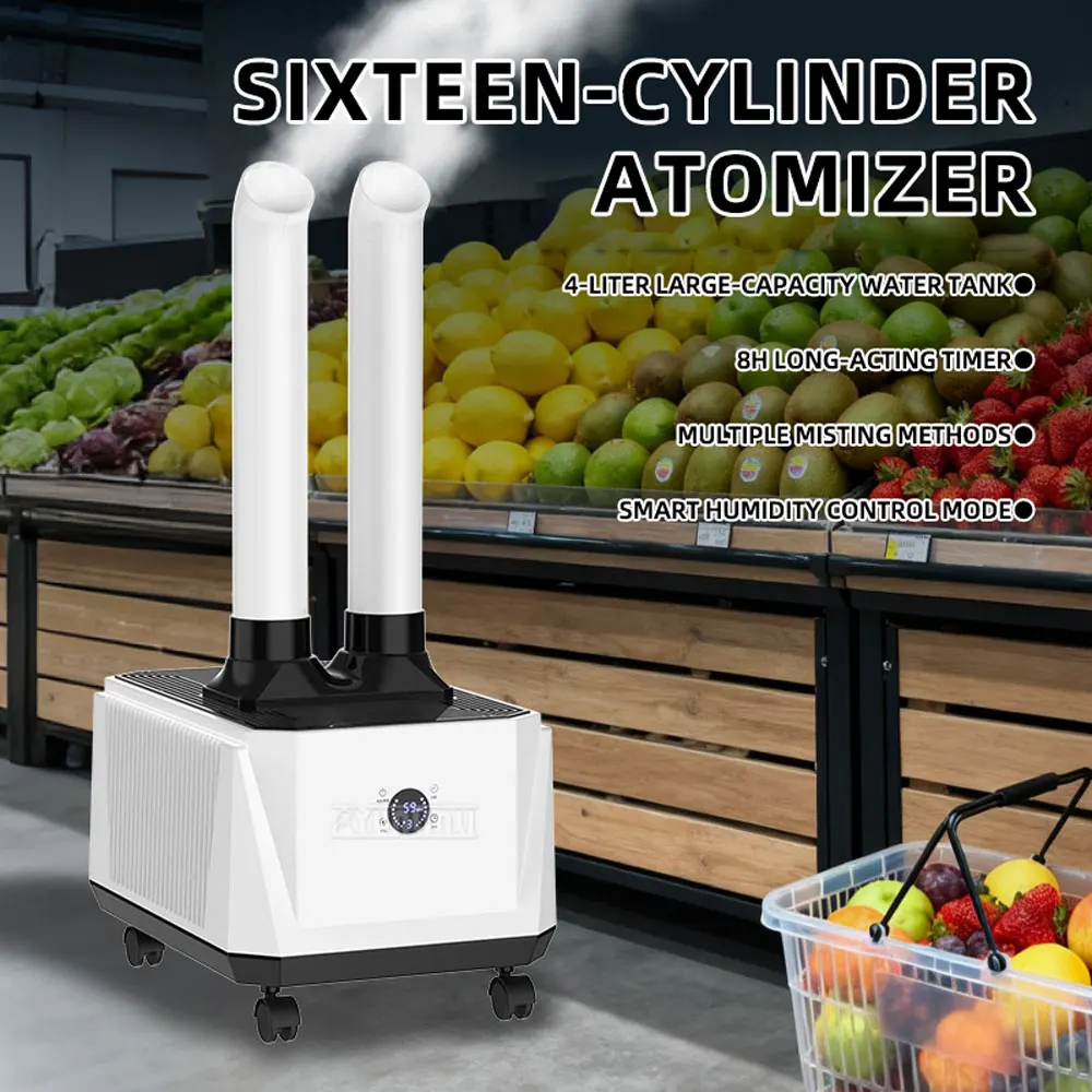 Suitable for Supermarkets, Humidifier with Dual Tubes, High Mist Output, Smart Constant Humidity Control, Spraying, Grow Rooms