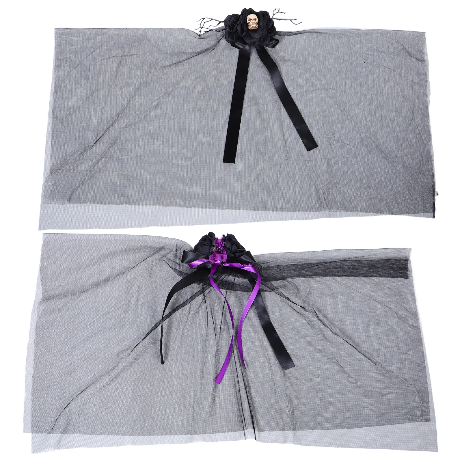 2 قطعة خوذة القوطية الحجاب الأسود عقال للنساء هالوين زي حفلة تأثيري ملحق الزفاف يوم الزفاف الموتى