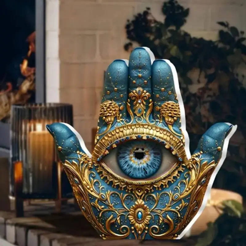 Neue Evil Eye Palm Skulptur Evil Eye Hände Dekorative Skulptur Home Decor Statue Figur Ornament für Bücherregal Schreibtisch Kaminsims
