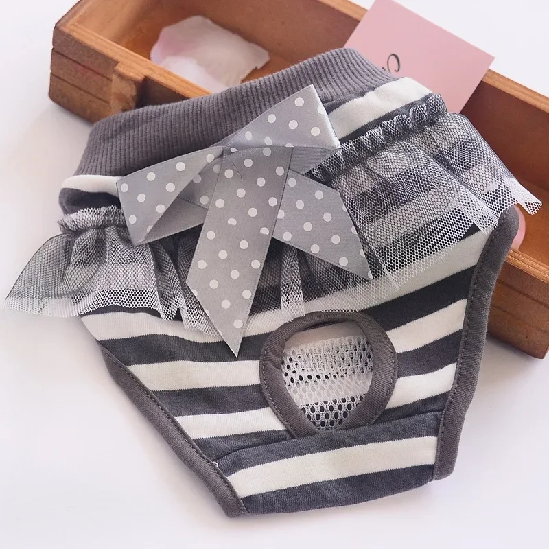 Cute Pet Dog Striped Sanitary Physiological Pants Panty In Season Diaper for Puppy Female Lovely Underwear Pet Briefs