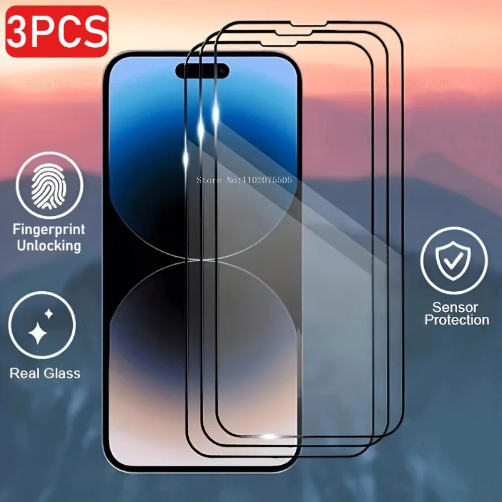 

3PCS Black Edge Tempered Glass for IPhone 16 Promax 13 Promax 16E Full Screen Protection Film 17 Promax 14 15 Plus XR XS 12 Mini
