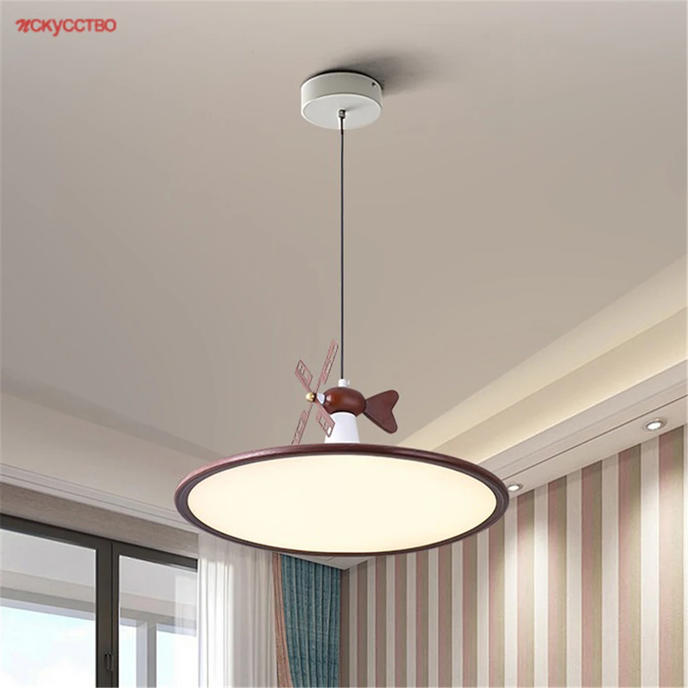 

Creative Windmill Big Round Acrylic Led Chandeliers Indoor Kitchen Living Room Bar Cafe Vintage Decor Hanging Lighting Fixtures