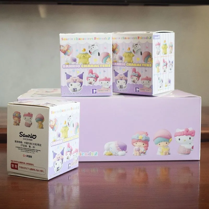 バンダイサンリオクロミメロディーファミリーフレンズシリーズ 2 本物のブラインドボックストレンディなおもちゃ人形クリスマスギフト飾りおもちゃサプライズボックス