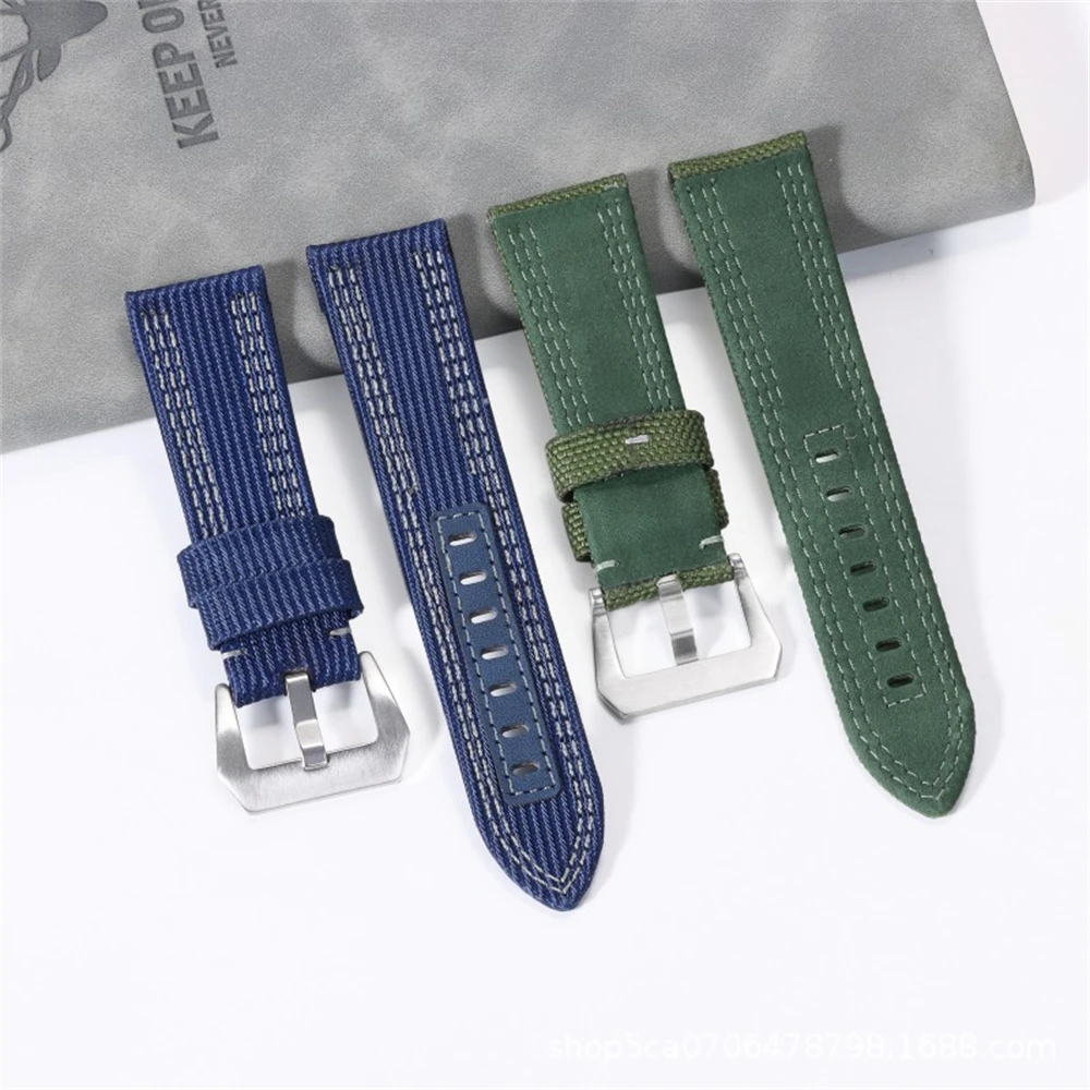 합성 직조 스트랩, PAM01122 984 가죽 나일론 통합 시계 밴드 액세서리, 24mm