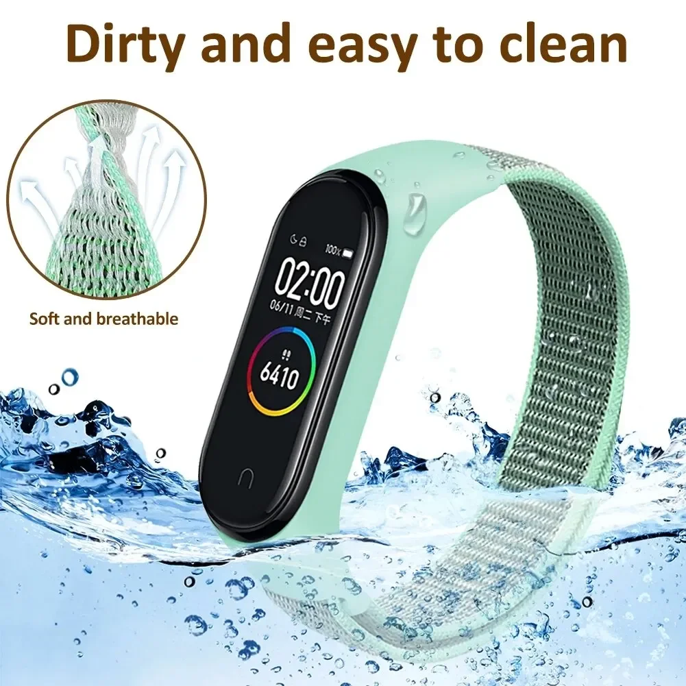 Nylon Strap For Xiaomi Mi Band 7 6 5 4 3 Bracelet Watchband Pulsera Correa Strap Miband 7 6 5 4 3 Bracelet Wristband Sport Loop image 3