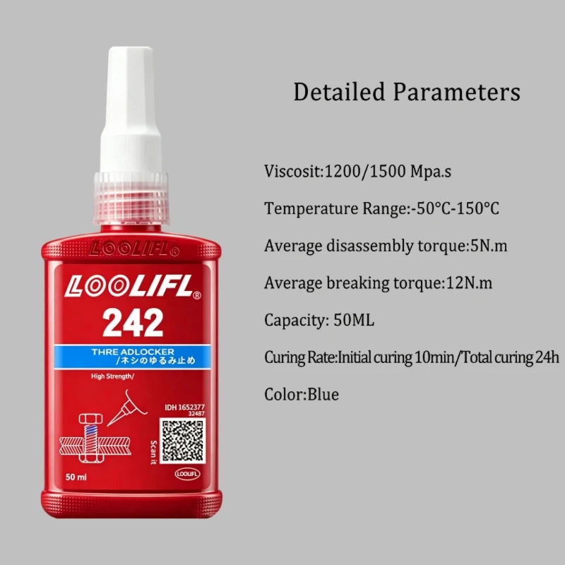 50ml Schraubensicherungsmittel 222 242 243 262 263 271 272 277 290 Blau Mittlere Festigkeit, Rot Hochfeste Schraubenklebstoffe, Gewindedichtmittel, Anaerobes Klebstoff, Anti-Lockerungsmittel – Detail 3
