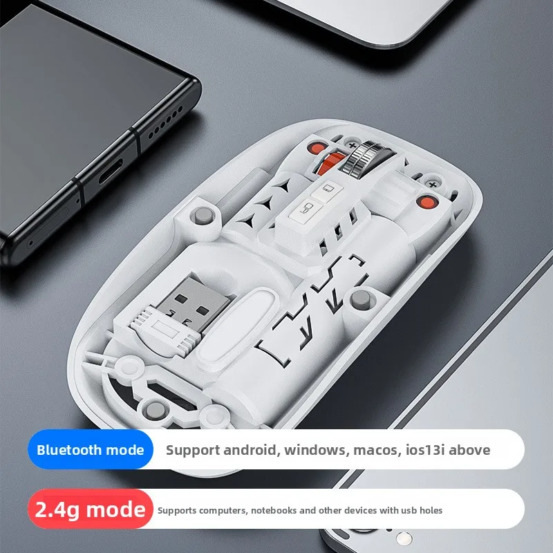 

Transparent Silent Mouse Wireless Bluetooth Silent Mobile Phone Laptop Office Charging