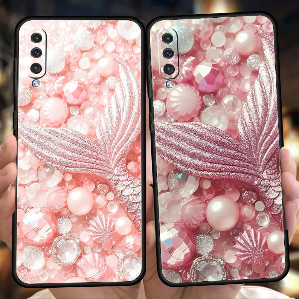 Phone Case Cover for Samsung Galaxy A57 A56 A54 A40 A37 A36 A34 A40 A30 A24 A16 A14 A12 5G Soft TPU Shell Sparkling Fish Tail