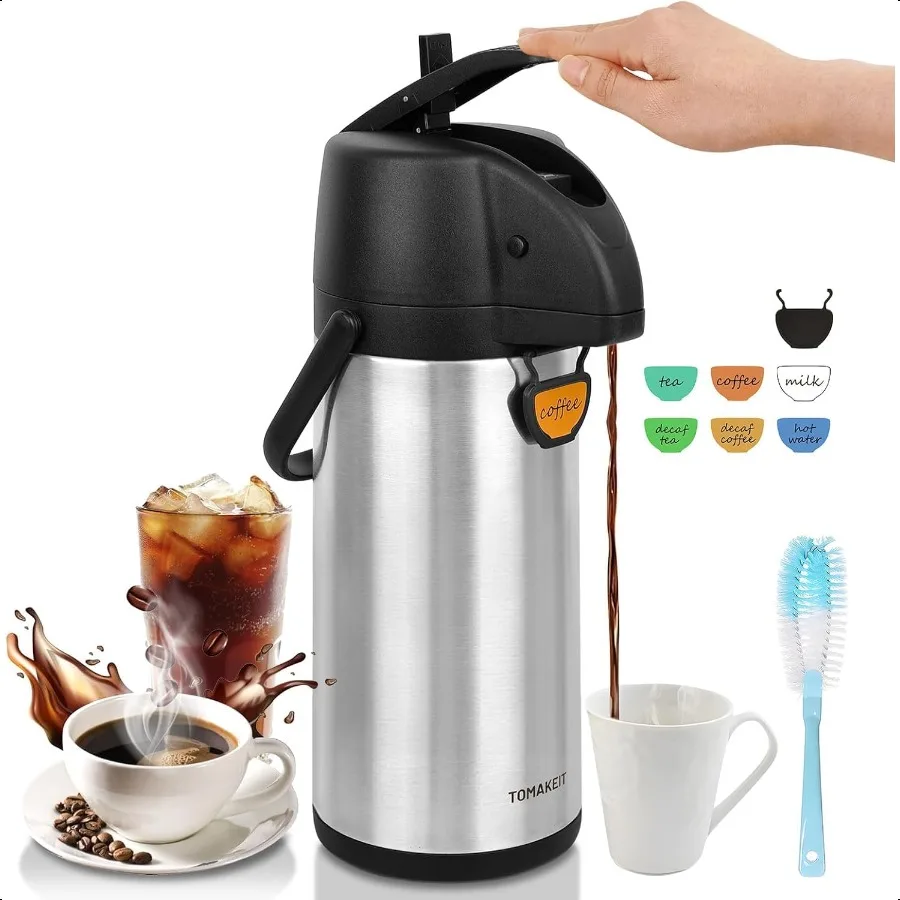 

Airpot Coffee Dispenser Thermal with Pump3L 102 Oz Insulated Stainl Steel Large Airpot Coffee Carafe Lever Action for Hot Cold