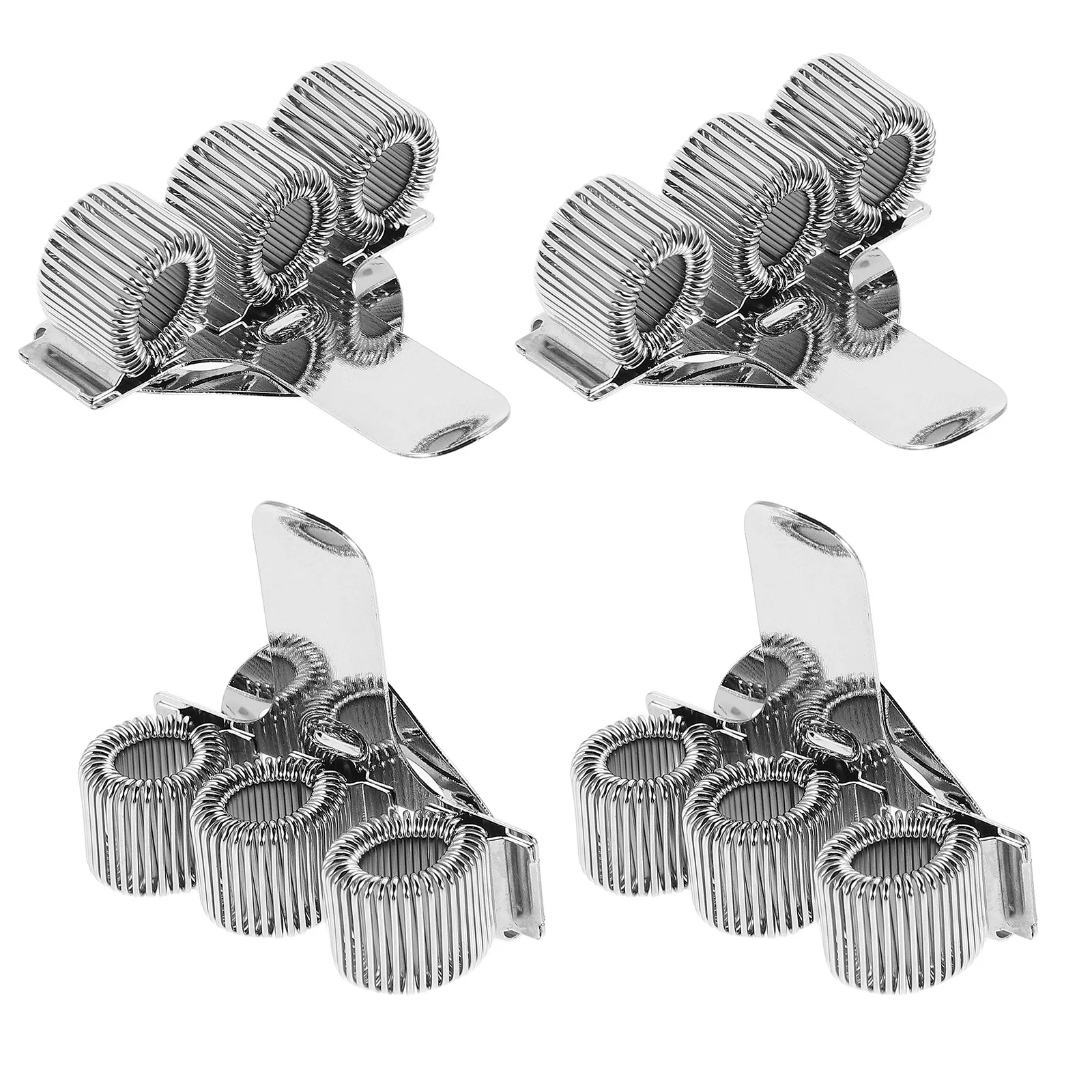 

4Pcs Triple Hook Pen Holder Clips Metal Spring Design Adjustable Organizer for Notebook Planner Clipboard Office