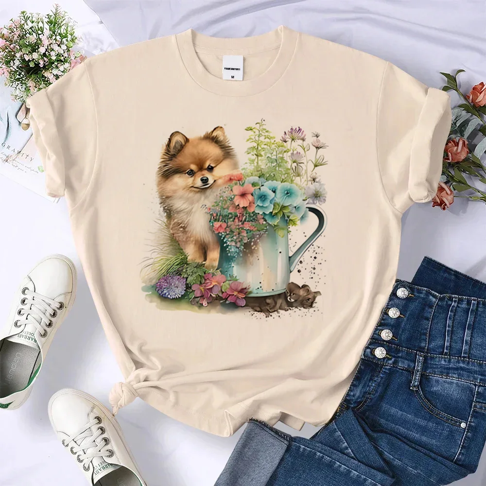 

Pomeranian Tee women Japanese streetwear Y2K t-shirts female manga clothing