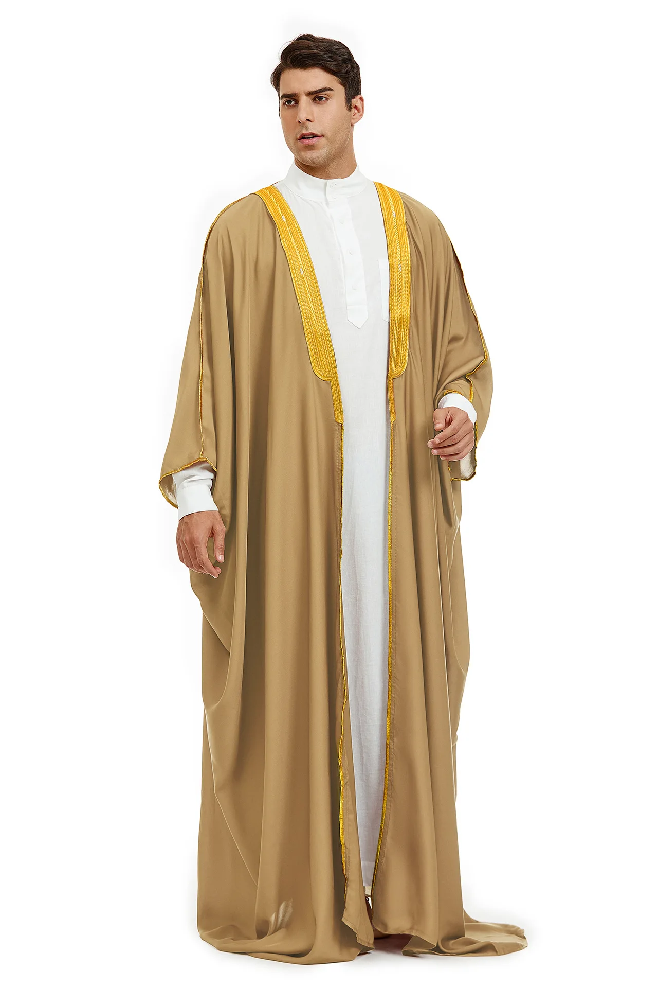 Pakaian Muslim Pria Saudi Satin Abaya Busana Islami Arab Turki Thobe Jubba Tradisional Dubai Kaftan Pakaian Festival