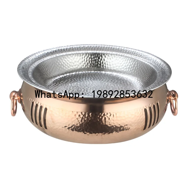 

dry boiler commercial stainless steel hammer pattern gold dry pot alcohol furnace set