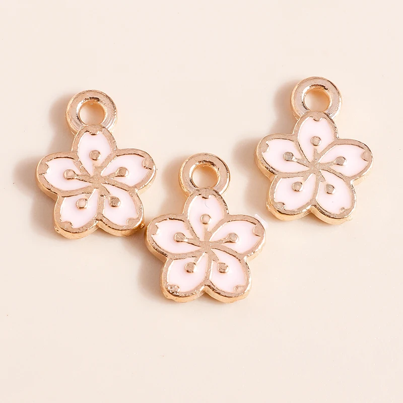 Duarte 20 Teile/los Nette Rosa Farbe Emaille Blume Charms Anhänger für Schmuck Machen DIY Ohrringe Halsketten Armbänder Zubehör – Detail 19