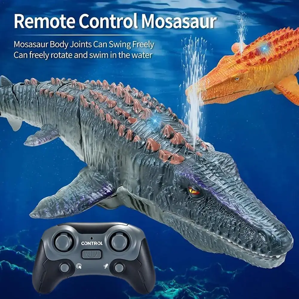 Simulation 2.4G Remote Control Electric Dinosaur Toy Gift Kids Mosasaur Spray Boy Water Toy Wireless E2Q6