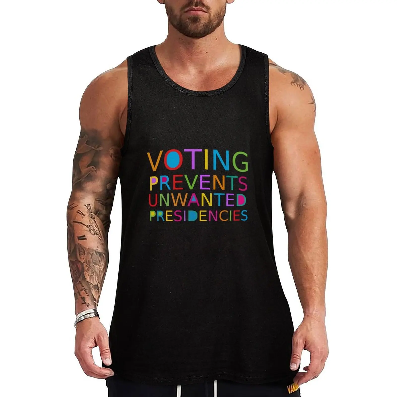 Voting Prevents Unwanted Presidencies Tank Top anime clothes cotton t-shirts man Men's clothing