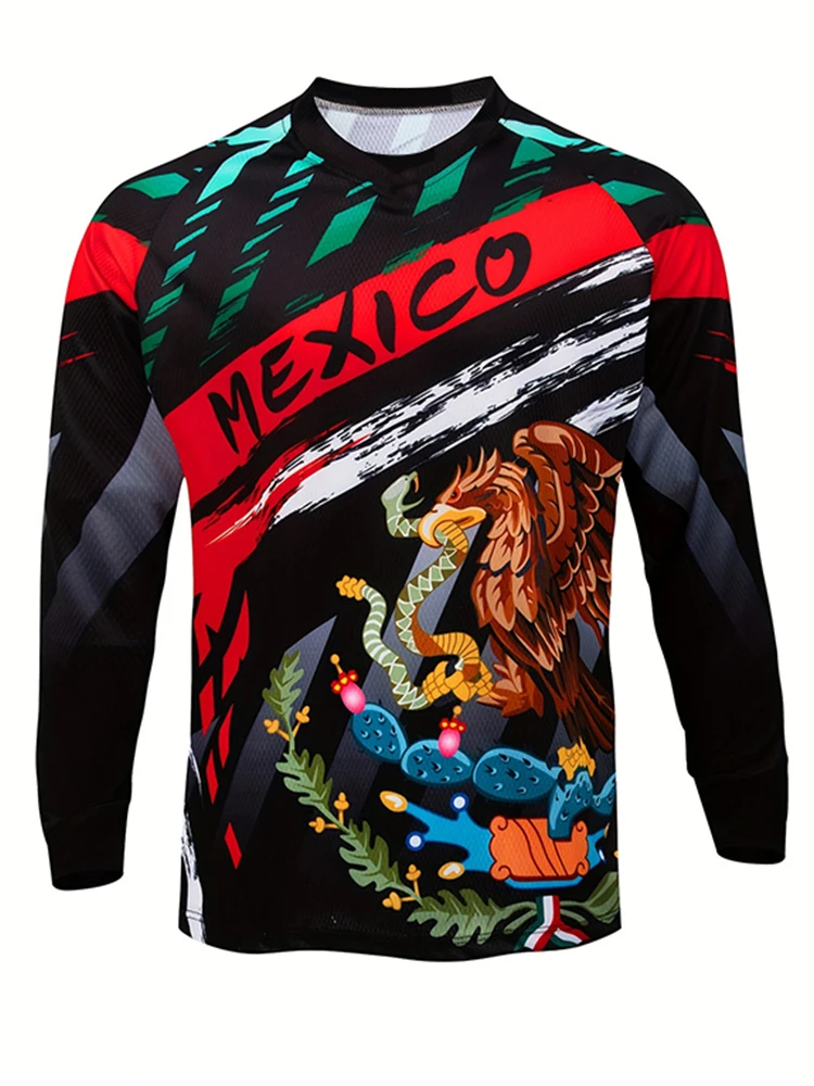 جديد المكسيكي نمط الدراجات الفانيلة موتوكروس والدراجات الجبلية الفانيلة طويلة الأكمام بلوزات في الهواء الطلق التجفيف السريع القمم