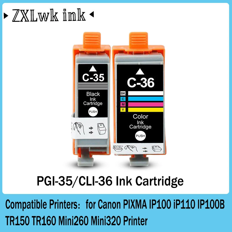 

Чернильный картридж PGI-35 PGI35 CLI-36 CLI36 для принтеров Canon PIXMA IP100 iP110 IP100B TR150 TR160 TR160 Mini260 Mini320