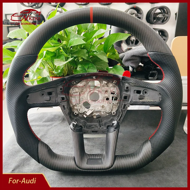 Carbon Fiber Steering Wheel, Suitable For Audi A6 C8 A7 E-Tron, Can Be Equipped With Buttons And Shift Paddles, Car Accessories