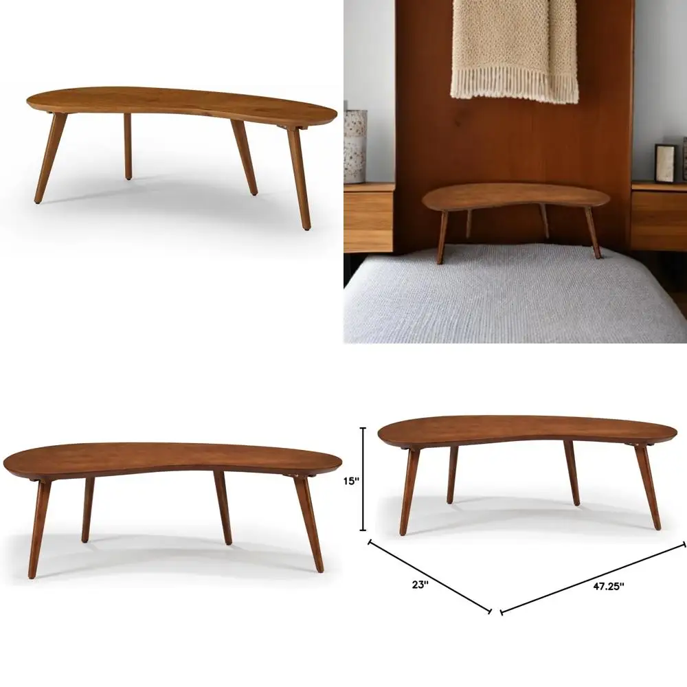 

Современный журнальный столик середины века с абстрактными фигурами из массива дерева, отделка Castanho