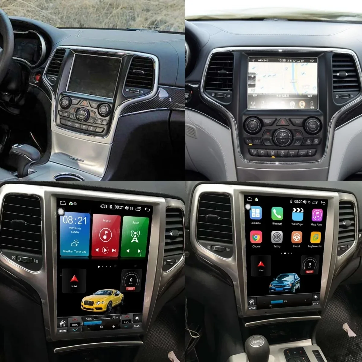 Android 14 Carplay GPS For Jeep Grand Cherokee 2008-2013 Car Radio Multimedia Player Auto Touch Screen Stereo Head Unit