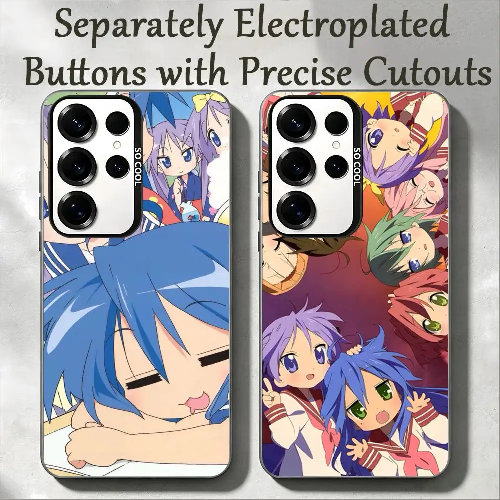 Anime Cute Girl L-Lucky Star Phone Case IMD Colorful Silver Suitable case For SamsungS25 S24 S23 S22 S21 S26 Plus Ultra Fold A