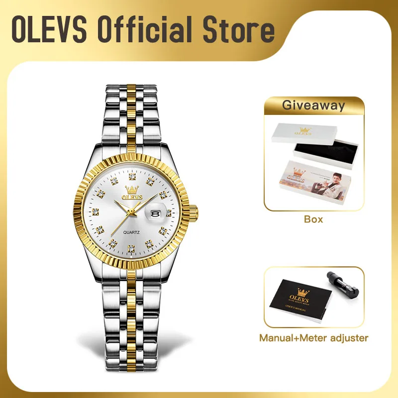 OLEVS 5526 Women\'s Watch Original Watches For Ladies Waterproof Luminous Stainless Steel Quartz Automatic date Woman Wristwatch