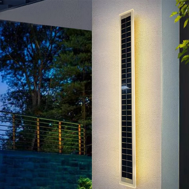 Modern Black LED Solar Wall Lamp Waterproof Outdoor Sconces Wall Lighting for Living Room Porch Garage Outdoor Solar Light