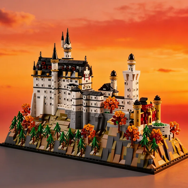 Navidad promocional 21063 Castillo de Neuschwanstein Kit de modelo arquitectónico paisaje del bosque europeo bloques de construcción para regalos