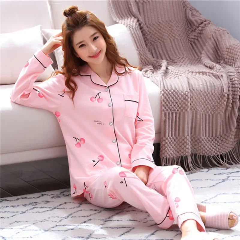 Four Seasons Damen-Pyjama-Set mit Revers-Oberteil und langer Hose, kariert, gestreift, bedruckt, 2-teiliges Set, Damen-Nachtwäsche, Homewear – Detail 13