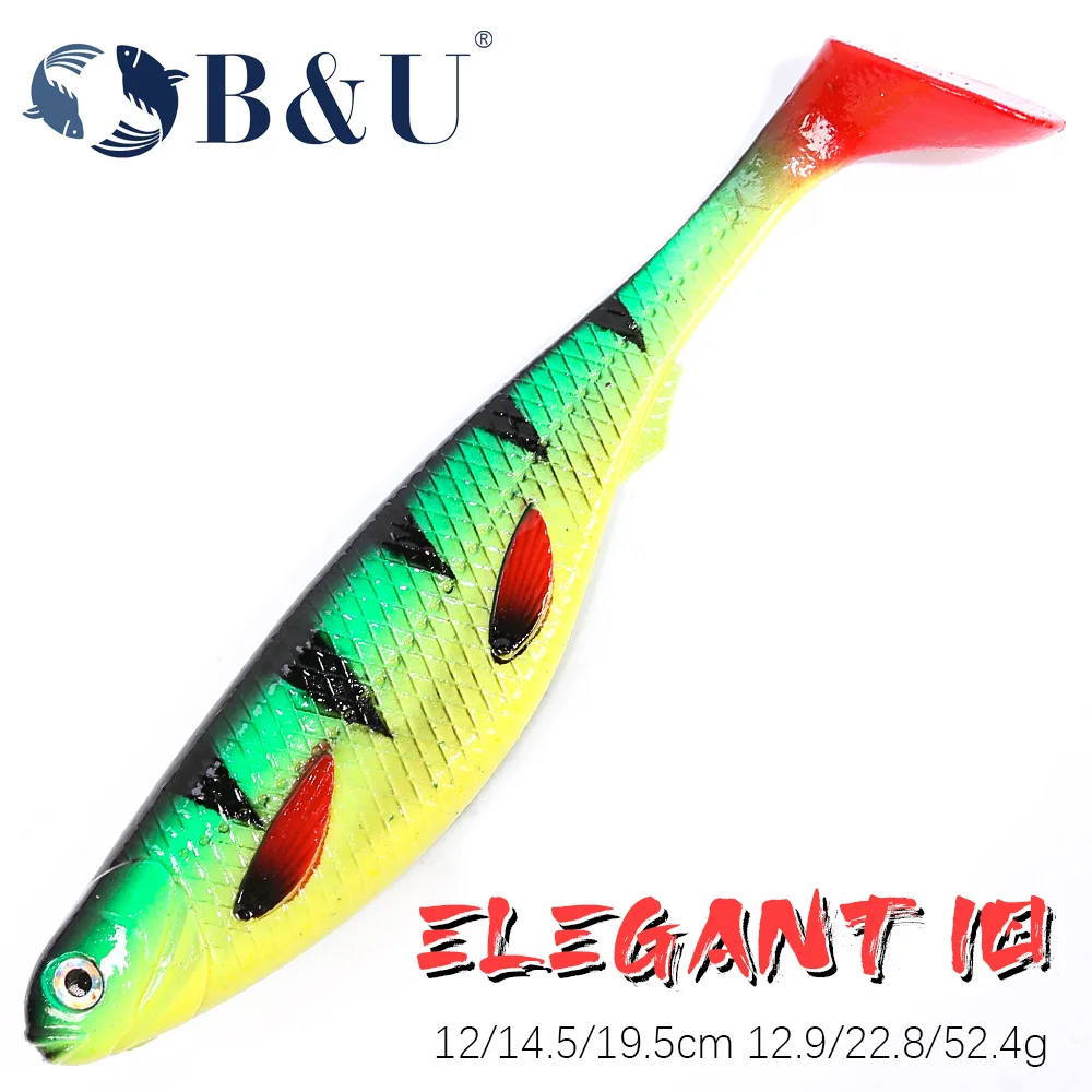 

B&U-Soft Plastic Bait Swimming Paddle Tail Swimbait, Pike Bass and Muskie, Big T Tail, Fishing Lures, 12cm, 14.5cm, 19.5cm