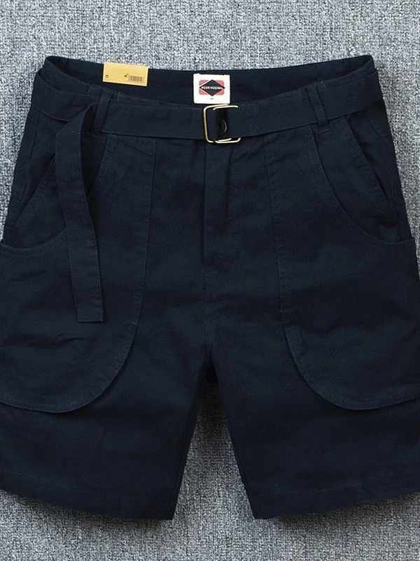 

Pure Cotton Workwear orts Men's Casual Vintage Straight Leg Trousers Large kets Durable Wa Resistant Five-Quarter Length