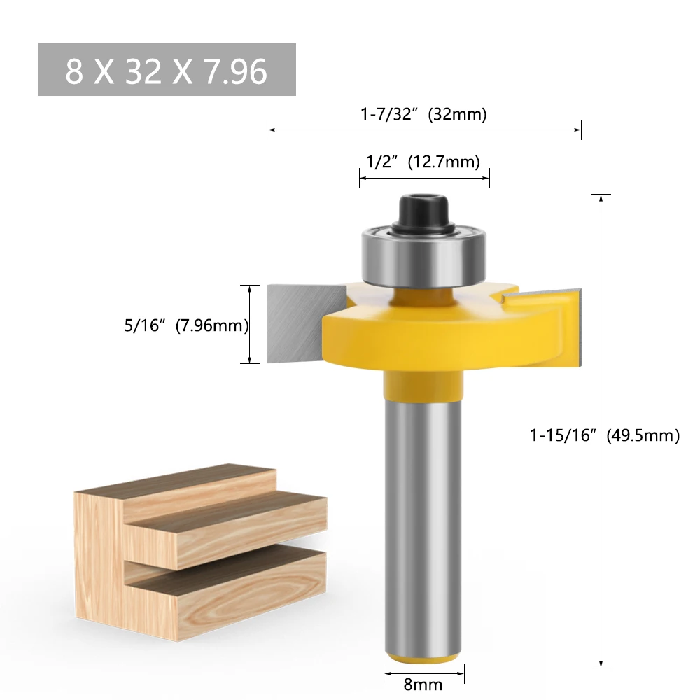 Imagem -06 - T-sloting Router Bit com Rolamento Slot de Madeira Fresa tipo t Coelho Ferramenta Carpintaria mm Shank Mc02091 1pc