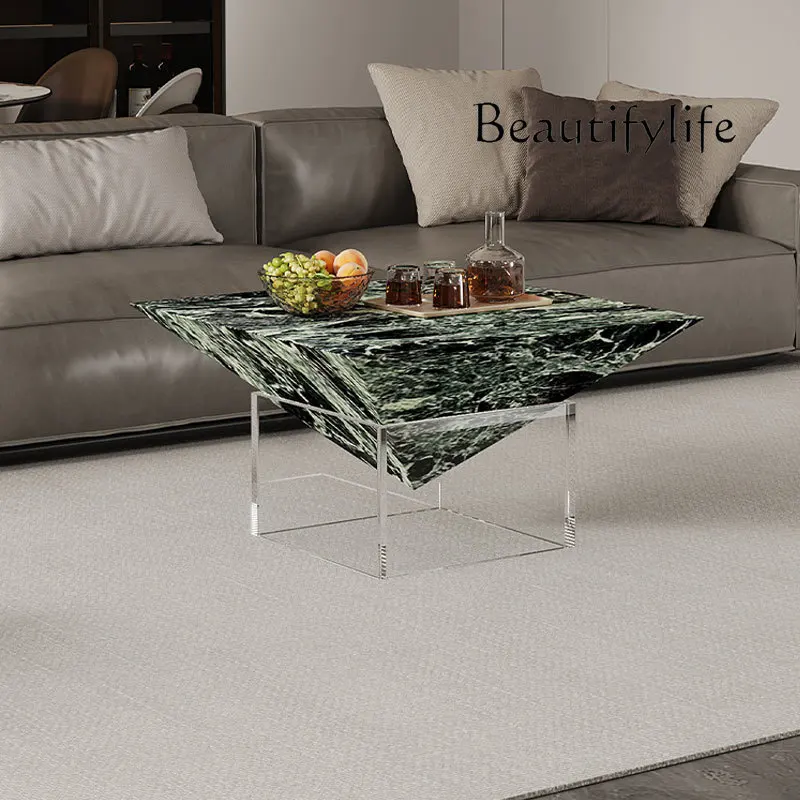

Modern minimalist, premium home decor, acrylic floating stone tabletop coffee table, Italian minimalism, light luxury style with