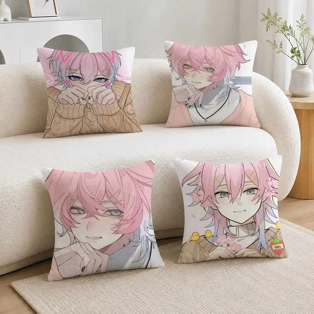 Dark Romantic Visual Novel Character 14 Days With You Ren Soft Plushs Fluffy Throw Pillow Cases for Sofa Bedroom Home Decor