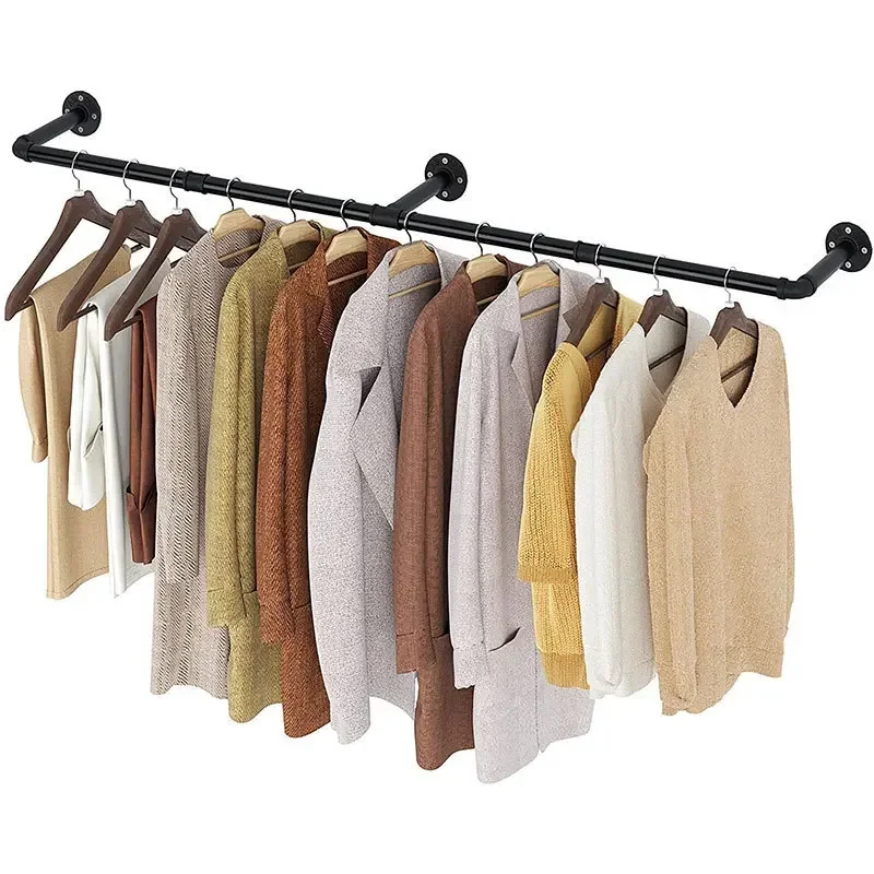 

Industrial style clothing store on the wall hanger shelf,coat racks