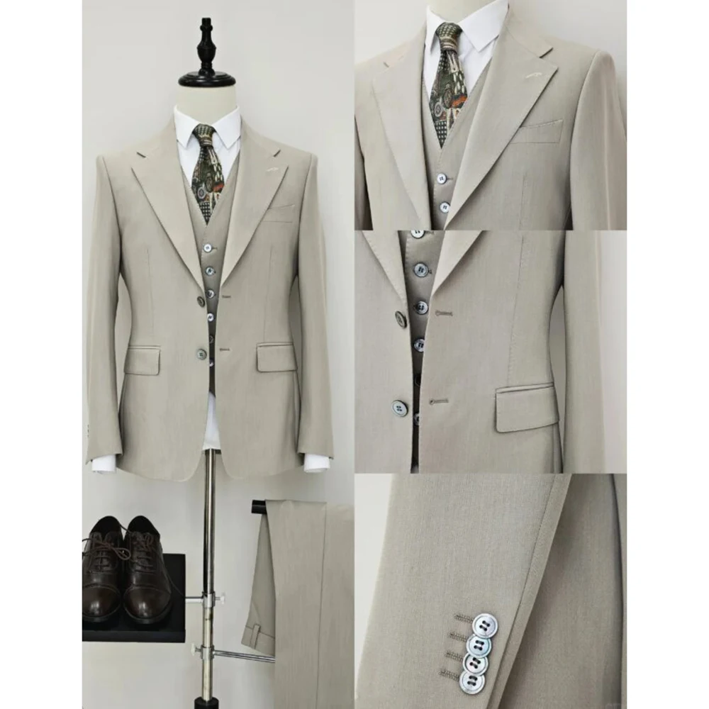 

Classic Notch Lapel Single Breasted Men's Suits 3 Piece (Jacket+Vest+Pants) Groom Wedding Tuxedo Formal Office Business Suit Set