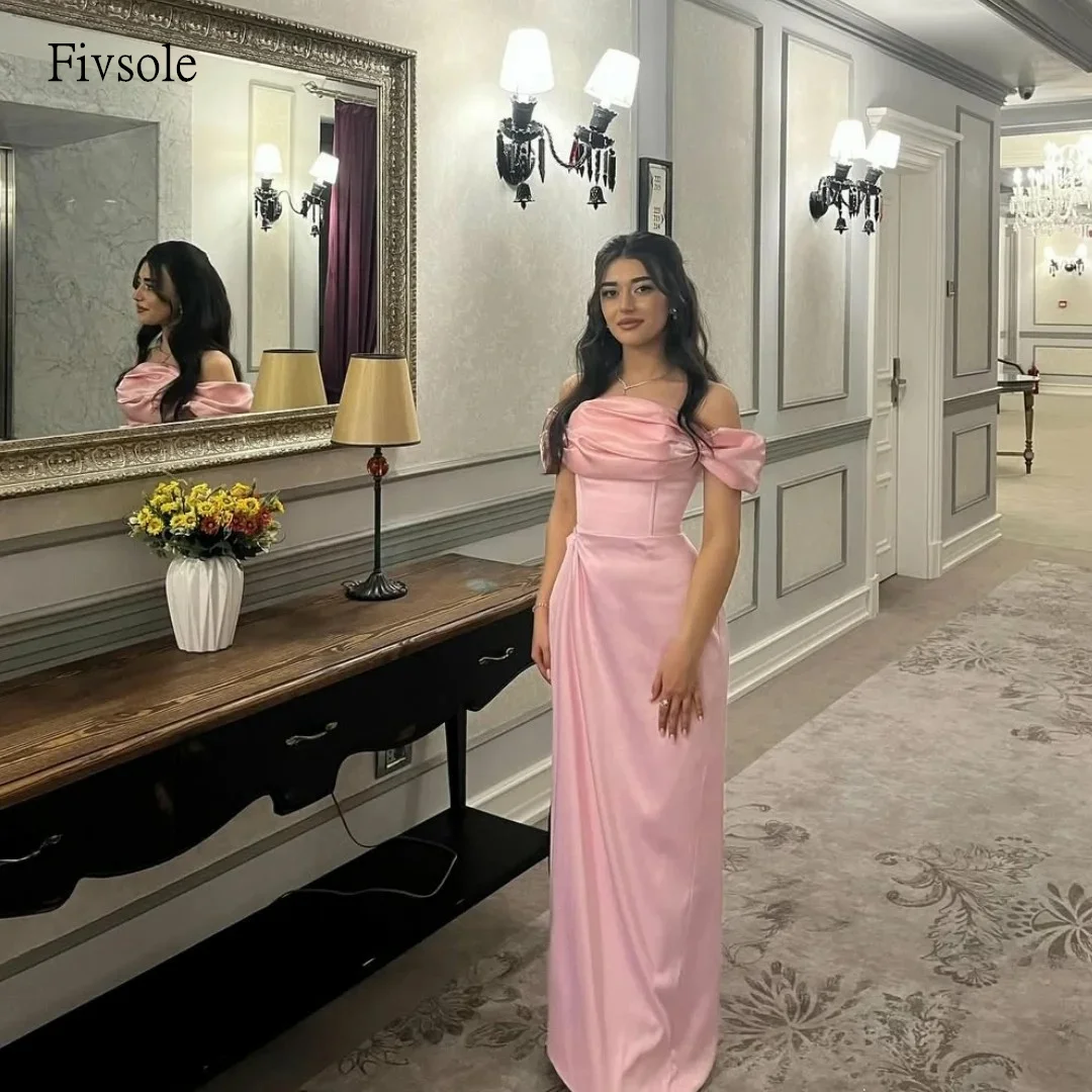 

Fivsole Princess Pink Off The Shoulder Mermaid Prom Gowns Backless Party Gown Floor Length Evening Dress 2025 Customized