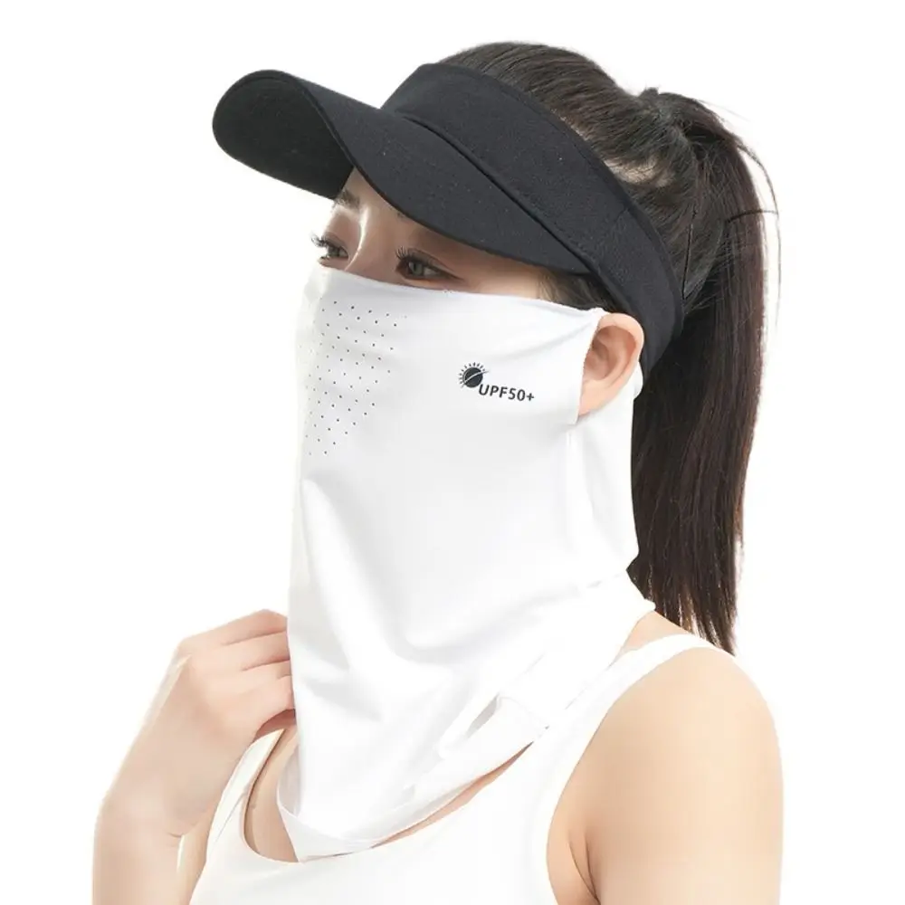 

Letter Summer Ice Silk Face Mask Sun Protection Fishing Face Shield Sunscreen Face Veil Simple Anti-UV Neckline Face Cover