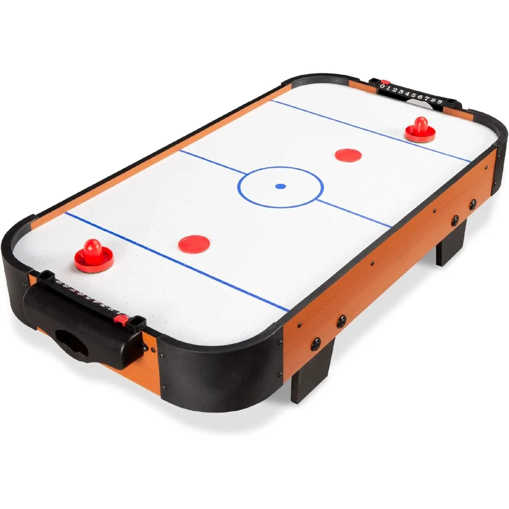 40in Portable Tabletop Air Hockey Arcade Table for Game Room w/ 100V Motor, Electric Fan, 2 Strikers, 2 Pucks