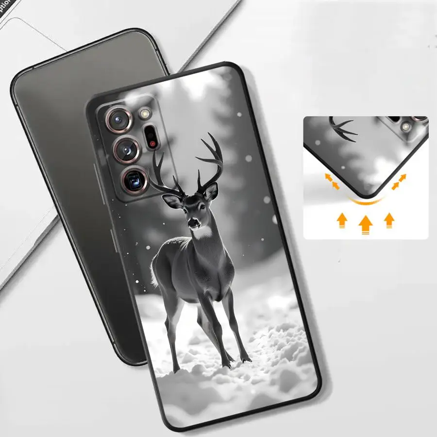 Custodia per Samsung Galaxy Note 9 10 Plus S8 20 Ultra 8 S9 S10 Cover morbida nera per telefono Deep Forest Deer