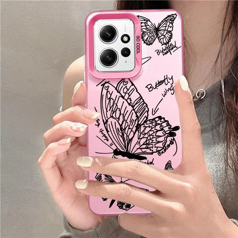 INS Retro Butterfly Case For Xiaoimi Poco X3 NFC X5 5G C50 C51 F4 F3 GT 11 12T 13T Pro Funda Back Phone Cover