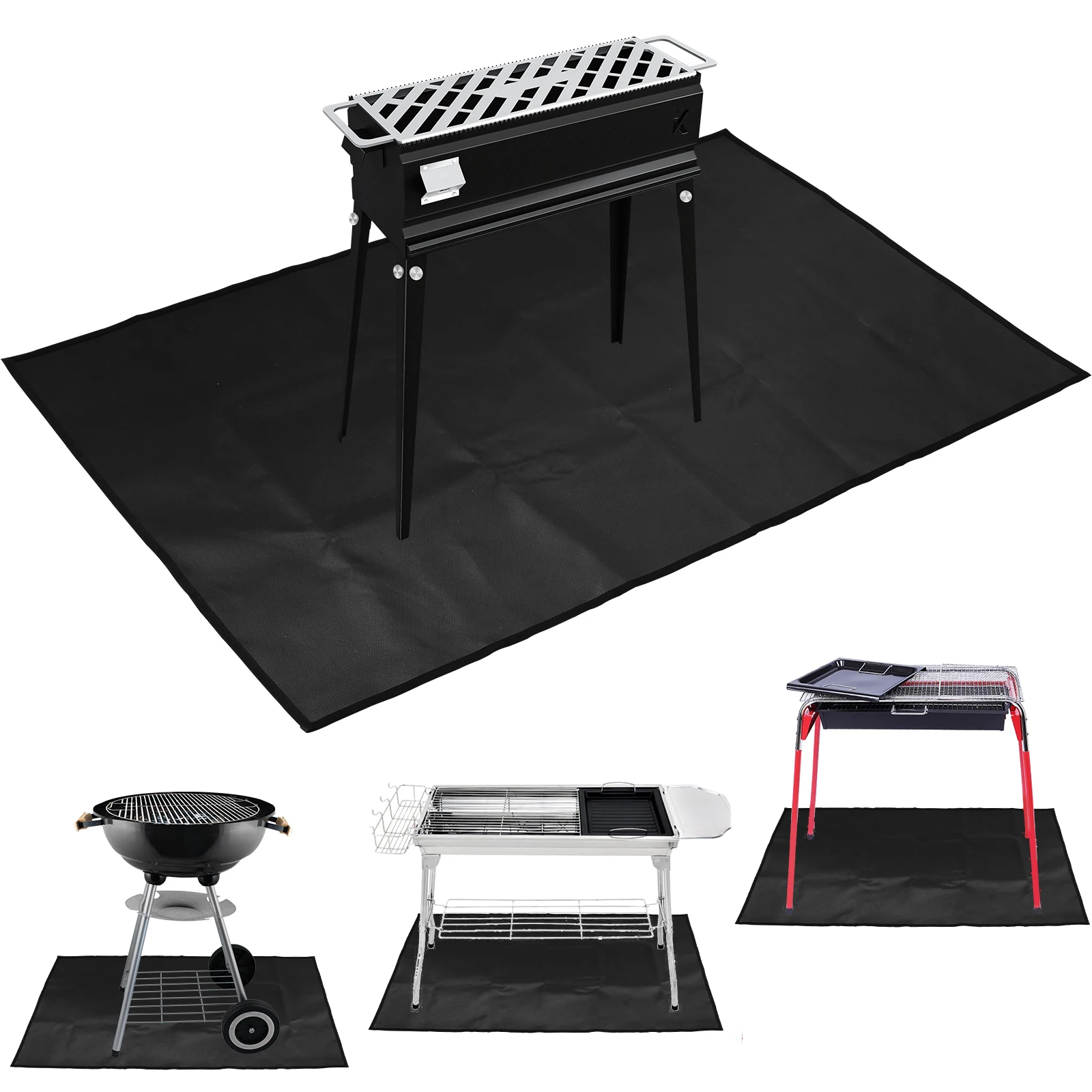 Under Grill Mats for Outdoor Grill Fireproof Deck and Patio Protective Mats Waterproof Fire Pit Mat Reusable Oil-Proof Grill