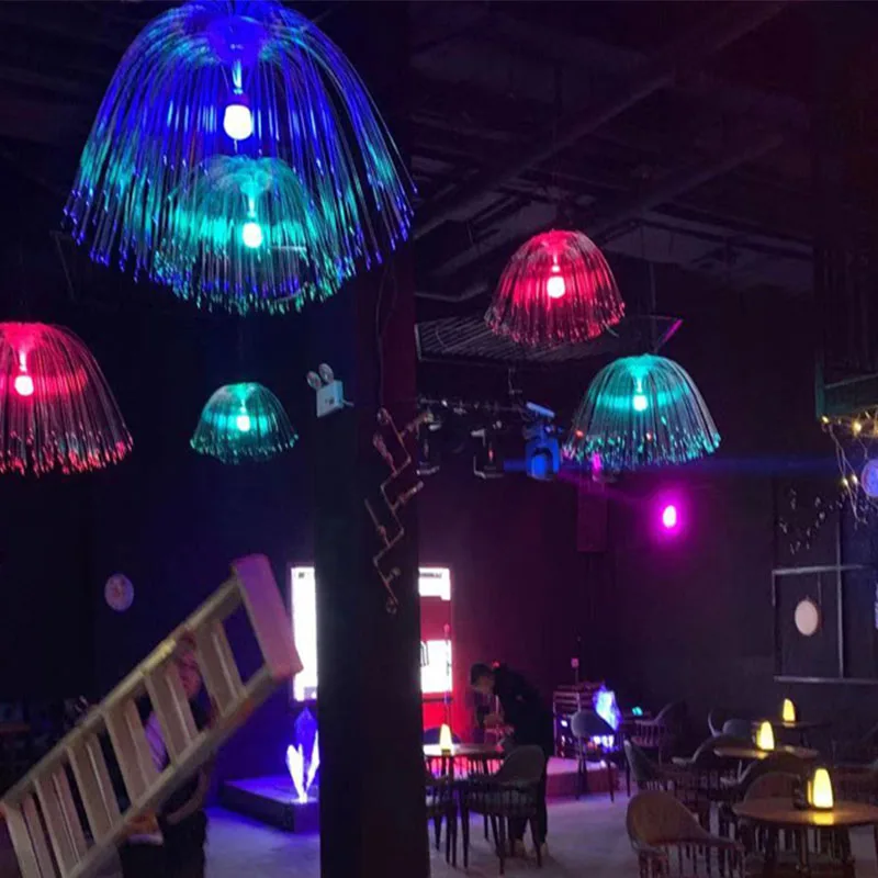 Quallen licht farbwechsel LED optische faser licht restaurant klar bar atmosphäre chandelie im freien wasserdichte dekoration