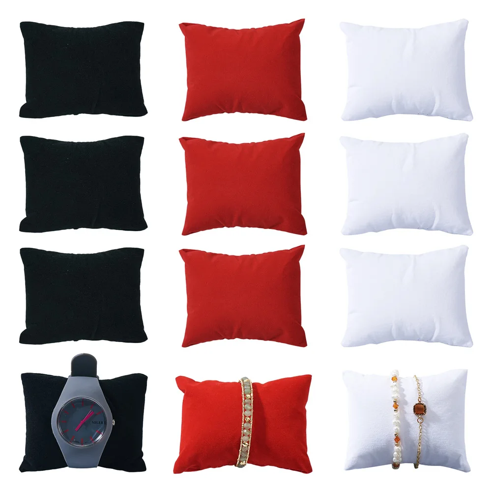 15Pcs 3 Colors Velvet Bracelet Watch Pillow Small Pillow Cushion for Jewelry Boxes Organizer 8.6x7.15x4cm