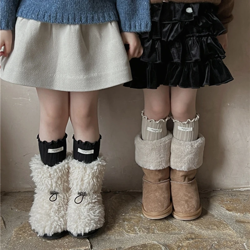 12 Colors Princess Girls Frilly Sock Ruffle Knee High Ribbed Children's Cotton Socks Infant Baby Stocking Kids 2-8Year