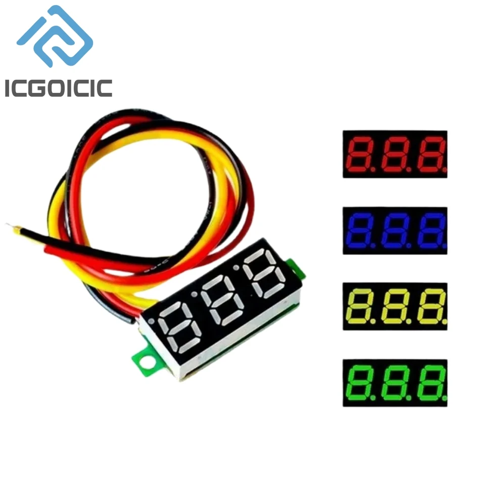 0.28 Inch 2.5V-40V Mini Digital Voltmeter Voltage Tester Meter Red/Blue/yellow/green LED Screen Electronic Parts Accessories